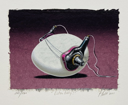 Sharon Amir - Vintage Silkscreen Egg - "Listen Baby" - Z L