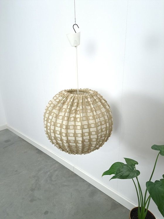 Image 1 of Large sphere pendant lamp with fabric and wire