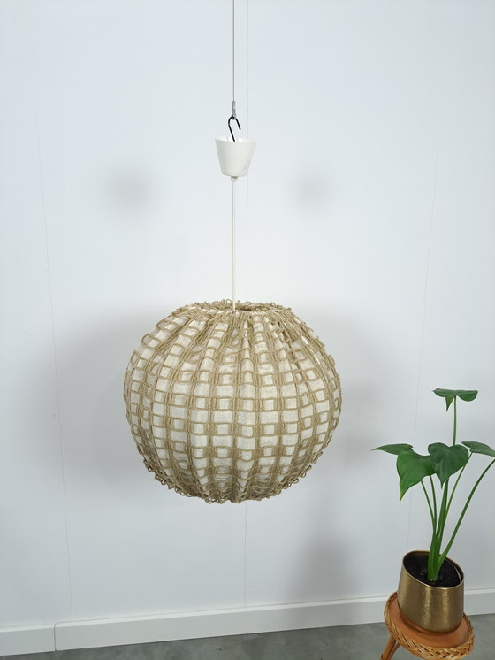 Image 1 of Large sphere pendant lamp with fabric and wire