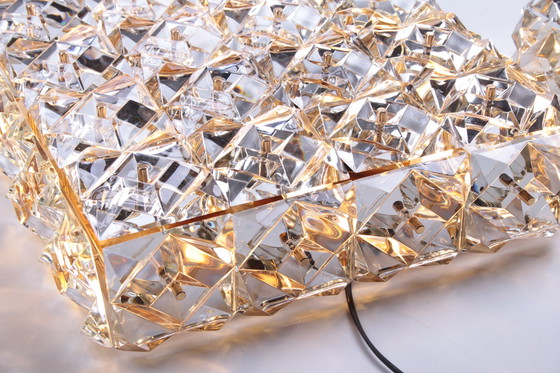 Image 1 of Large Gold-Plated & Crystal Glass Flush Mount Light from Kinkeldey, 1970s