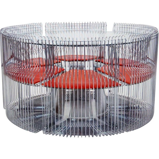 Vintage Pantonova metal and fabric dining set by Verner Panton for Fritz Hansen, 1970