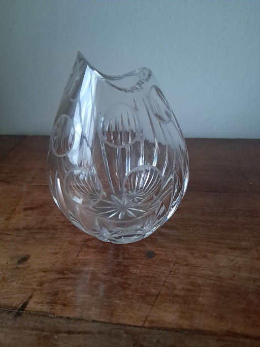 60's Glass Vase, Asymmetrical Cut Neck