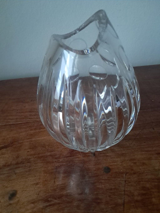 60's Glass Vase, Asymmetrical Cut Neck