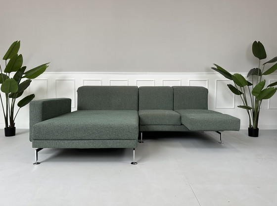 Image 1 of Brühl Moule corner sofa fabric sofa couch sleeping function green