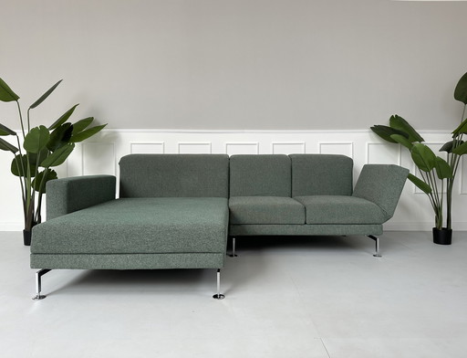 Brühl Moule corner sofa fabric sofa couch sleeping function green