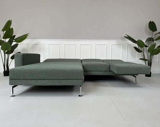 Image 1 of Brühl Moule corner sofa fabric sofa couch sleeping function green