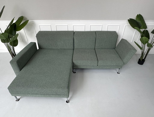 Brühl Moule corner sofa fabric sofa couch sleeping function green