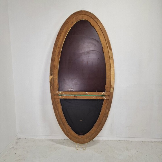 Image 1 of Vintage crystal floor mirror with console table for Cristal Art, Italy 1950