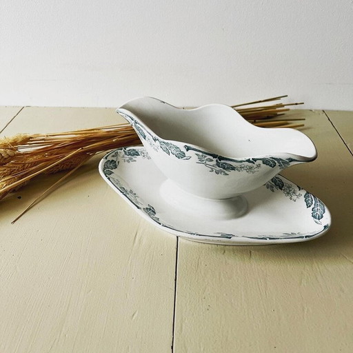 Vintage iron Parmentier gravy boat, France