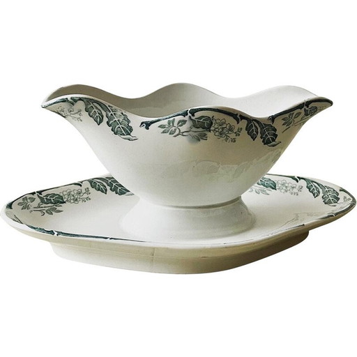 Vintage iron Parmentier gravy boat, France