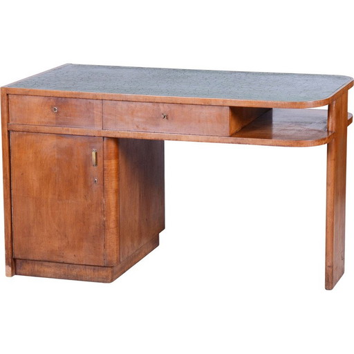 Vintage Art Deco cherry wood desk by J. Halabala for Up Zavody, Czechoslovakia 1930
