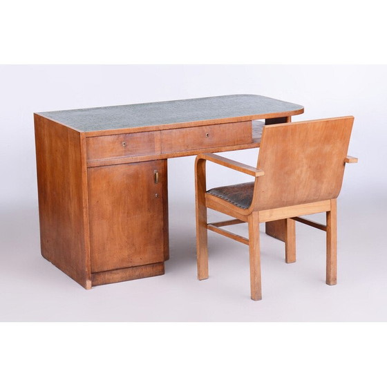 Image 1 of Vintage Art Deco cherry wood desk by J. Halabala for Up Zavody, Czechoslovakia 1930