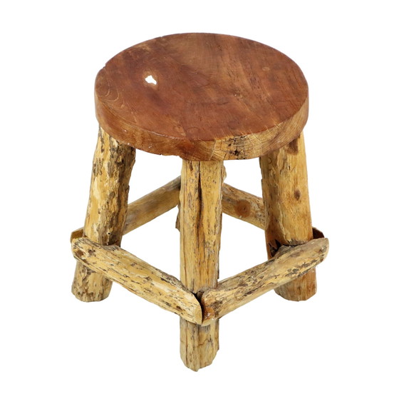 Image 1 of Wooden Stool Tree Trunk Brutalist