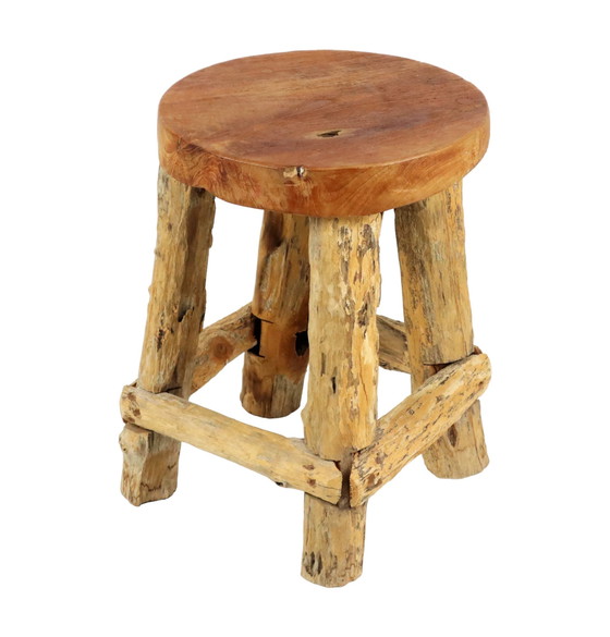 Image 1 of Wooden Stool Tree Trunk Brutalist