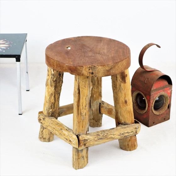 Image 1 of Wooden Stool Tree Trunk Brutalist