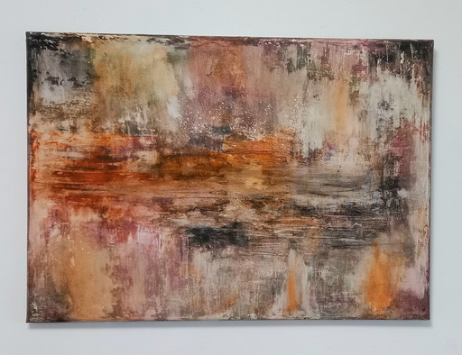 Abstract Painting Reflection Assemblage Canvas