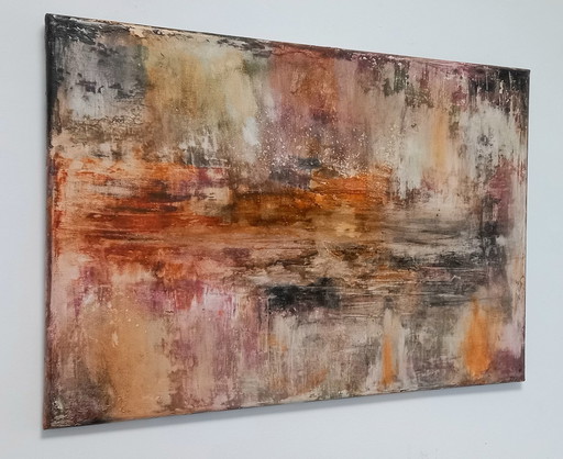 Abstract Painting Reflection Assemblage Canvas