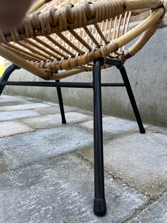 Image 1 of Sedia a secchiello vintage in rattan Rohe Noordwolde