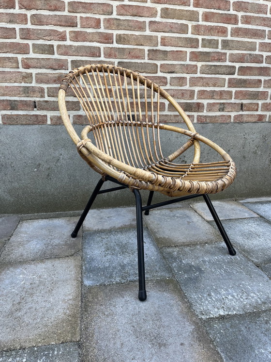 Image 1 of Siège baquet vintage en rotin Rohe Noordwolde