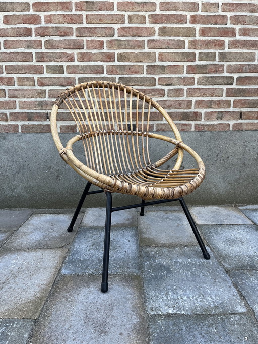 Siège baquet vintage en rotin Rohe Noordwolde