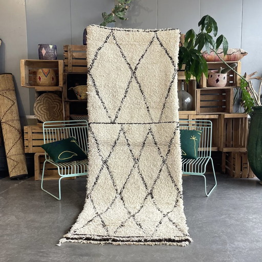 Tapis marocain en laine, tissé à la main, blanc