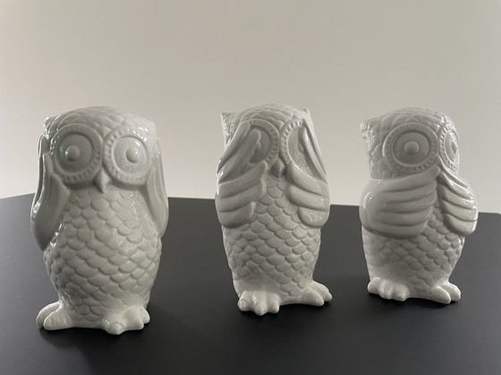 Image 1 of 3 Wise Owls 'Hear, See and Speak No Evils' - Fun Design