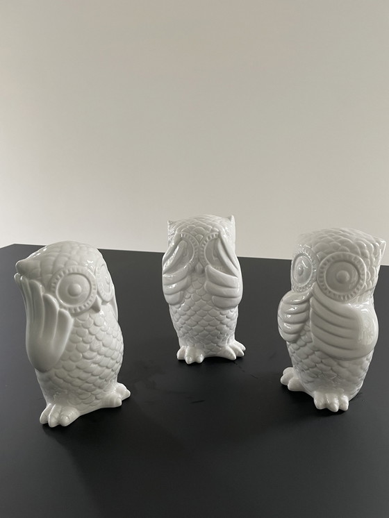 Image 1 of 3 Wise Owls 'Hear, See and Speak No Evils' - Fun Design