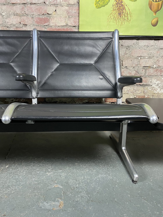 Image 1 of Herman Miller Tandem Sling Airport Bench + Table de Charles & Ray Eames