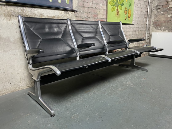 Image 1 of Herman Miller Tandem Sling Airport Bench + Table by Charles & Ray Eames