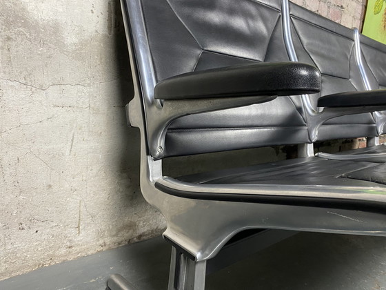 Image 1 of Herman Miller Tandem Sling Airport Bench + Table by Charles & Ray Eames