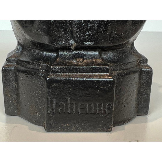 Image 1 of Pair of vintage cast-iron andirons depicting a woman and marked "Italian", France 1950