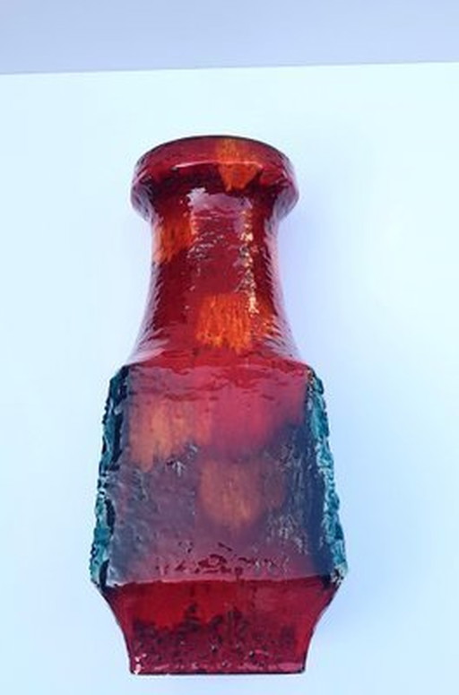 Red And Blue Lava Vase From Bay, 1960S