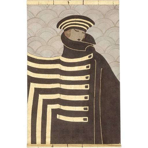 Vintage decorative panel depicting a woman standing with her face in three-quarter view, France