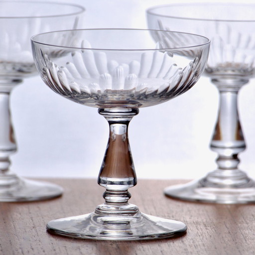 Xixth Century Baccarat Crystal Champagne Cups "Jeux D'Orgues" Collection