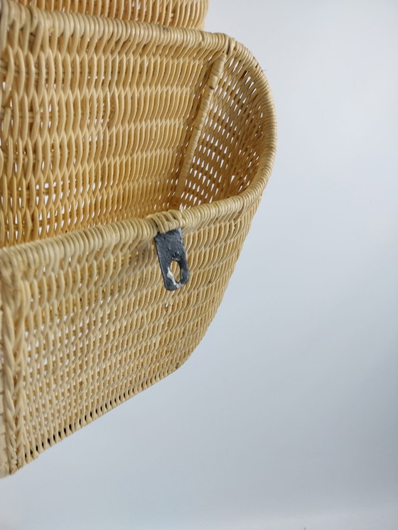 Image 1 of 1 x italian rattan wall mounted magazine rack 1970s 