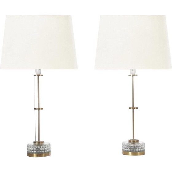 Image 1 of Pair of Scandinavian vintage glass lamps by Nybro Cristal