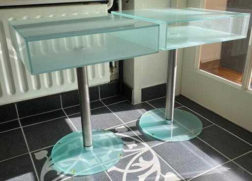 2x Dutch Design Glass Side Table