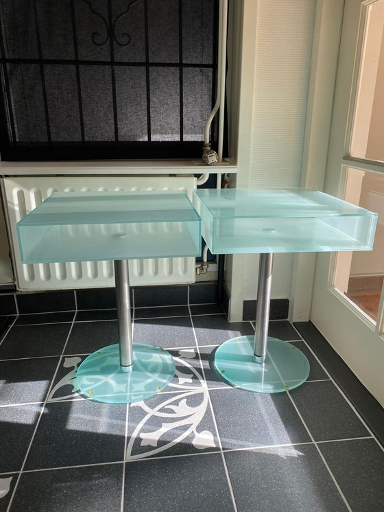 Image 1 of 2x Dutch Design Glass Side Table