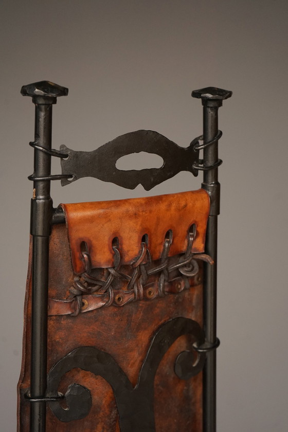 Image 1 of Iron & Leather Side Chair By Sido And François Thévenin, 1970s