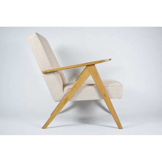 Image 1 of Poltrona vintage polacca B-310 VAR beige con tessuto bronzo, legno di quercia, anni '60