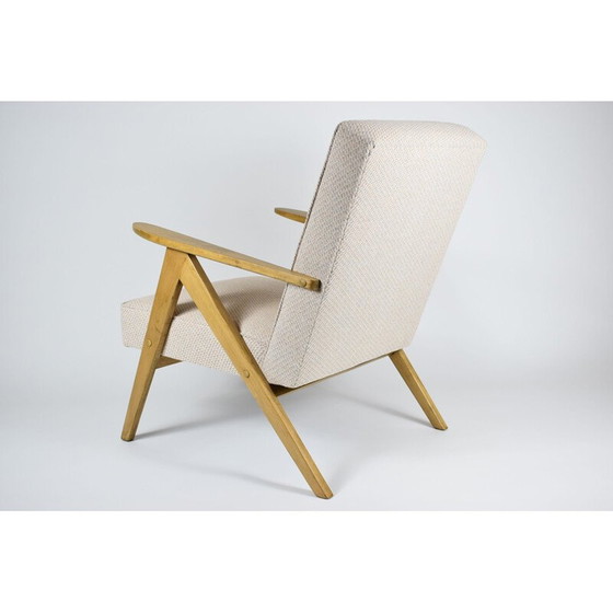 Image 1 of Poltrona vintage polacca B-310 VAR beige con tessuto bronzo, legno di quercia, anni '60