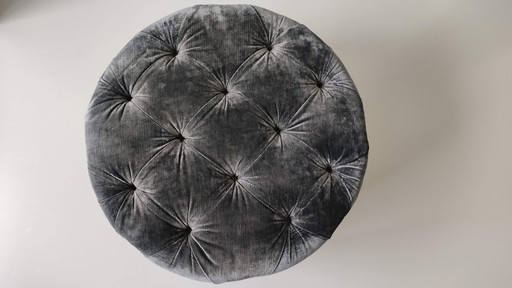 Georgette Round Footstool With Oak Legs