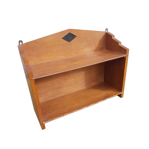 Art Deco Amsterdam School Oak Wall Shelf