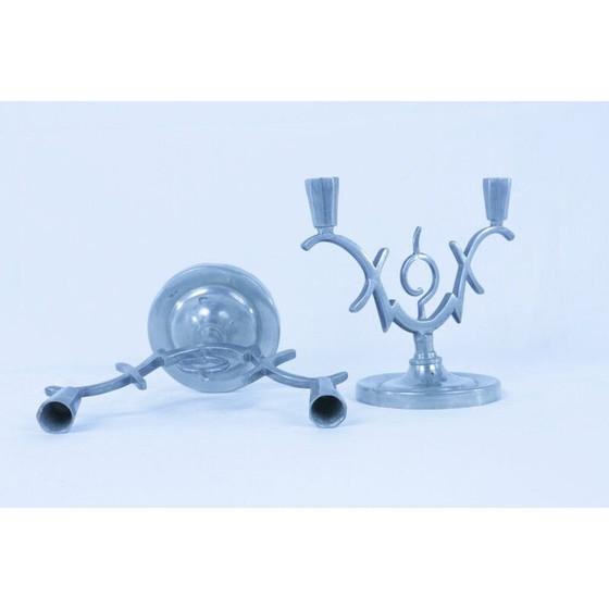 Image 1 of Coppia di portacandele vintage in peltro, 1930