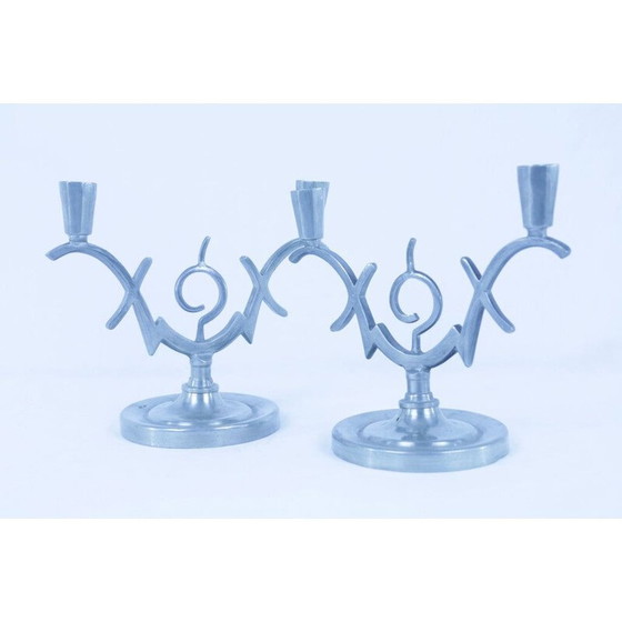 Image 1 of Coppia di portacandele vintage in peltro, 1930