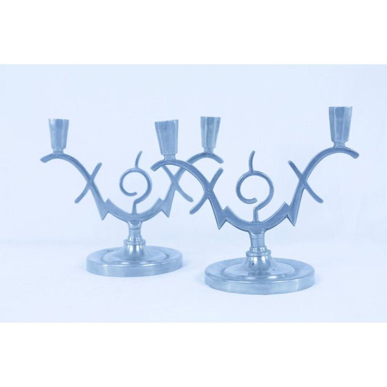 Image 1 of Coppia di portacandele vintage in peltro, 1930