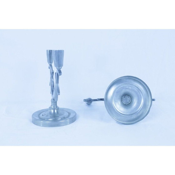 Image 1 of Coppia di portacandele vintage in peltro, 1930