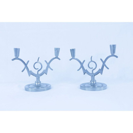 Image 1 of Coppia di portacandele vintage in peltro, 1930