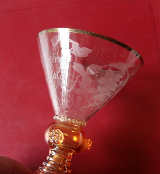 Image 1 of 6 pieces Söhnlein Rheingold Antique Wine Glasses - Champagne Bowls - Roemer From The 1920s