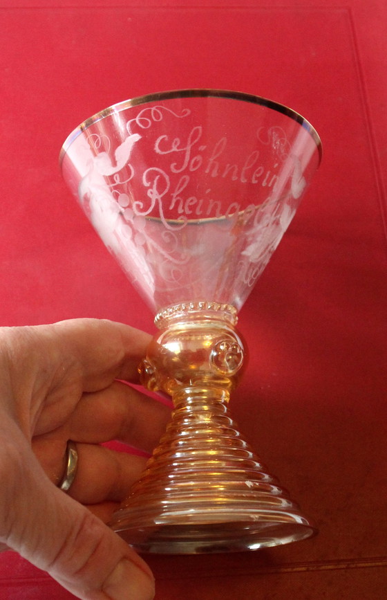 Image 1 of 6 pieces Söhnlein Rheingold Antique Wine Glasses - Champagne Bowls - Roemer From The 1920s